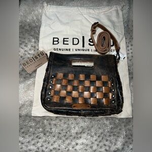 BED STU Keiki Bag Black Tan Rustic Handbag Purse NWT $235